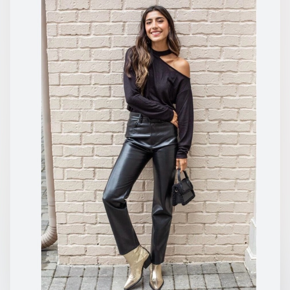 Agolde leather pants gorgeous straight leg in a smoke color. Perfect condition!
